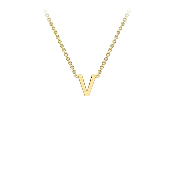 9ct Yellow Gold 'V' Initial Adjustable Letter Necklace 38/43cm