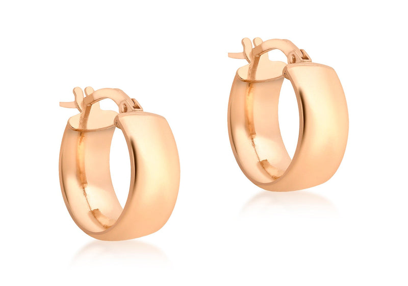 9ct Rose Gold 6mm Band 14mm Creole Earrings