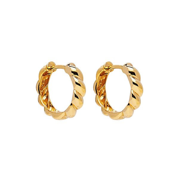 Najo Zippy Twist Yellow Gold Huggie Earrings