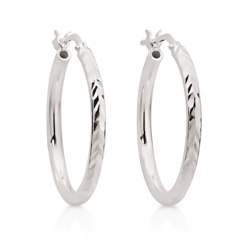 Silver diamond cut hoops 20mm