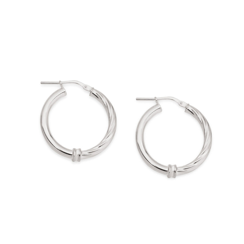 Silver polished twist hoops 20mm