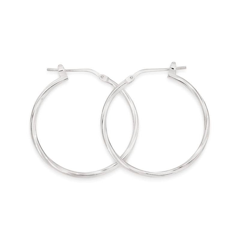 Silver twist hoops 25mm