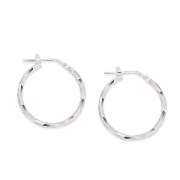 Silver Diamond Cut Hoops 20mm