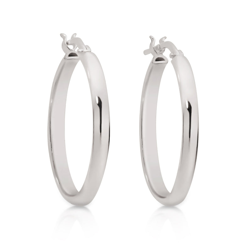 Silver half round polished hoops 20mm