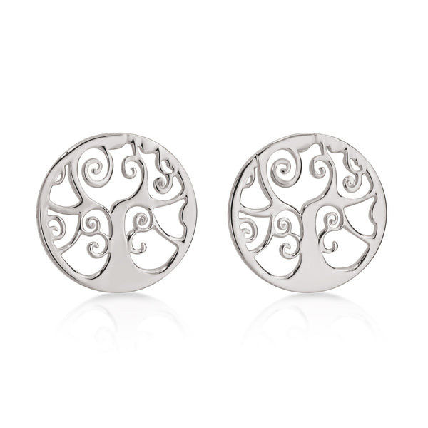 Silver Tree Of Life Disc Studs