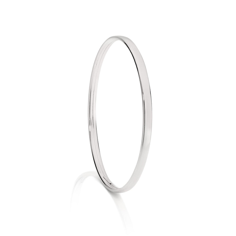 Silver 4mm flat tube bangle 65mm