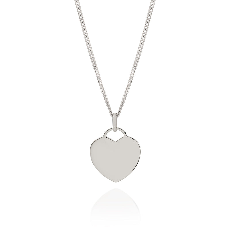 Silver engravable heart disc pendant