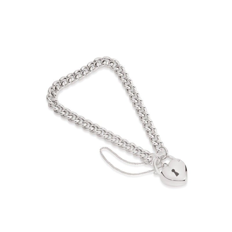 Silver curb padlock Bracelet