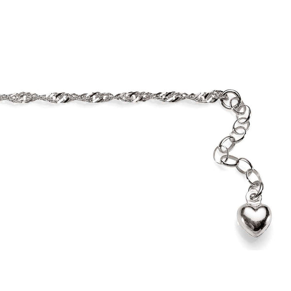 Silver Singapore Rope Anklet Heart Anklet