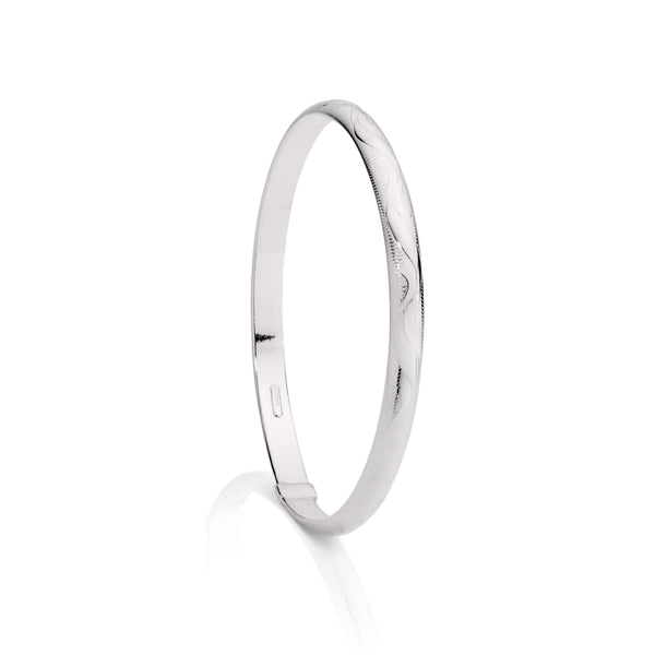 Silver 6mm Engraved Bangle 70mm