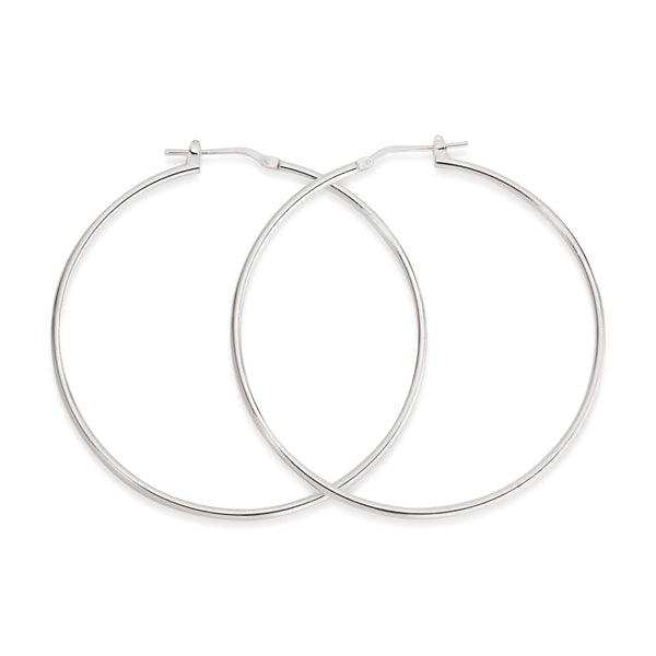 Silver Polished Hoops 50mm