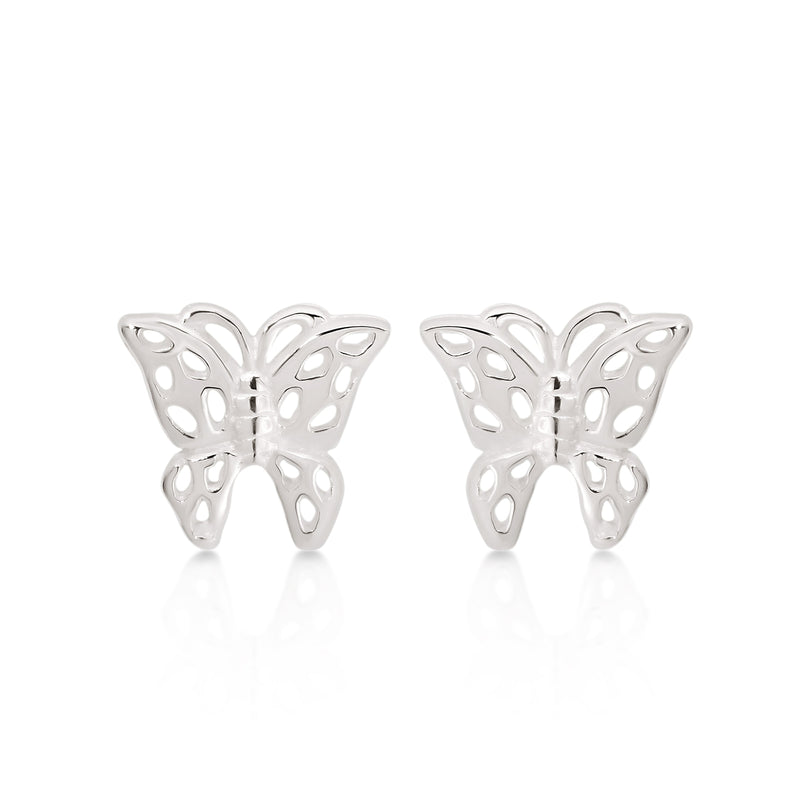 Silver butterfly studs