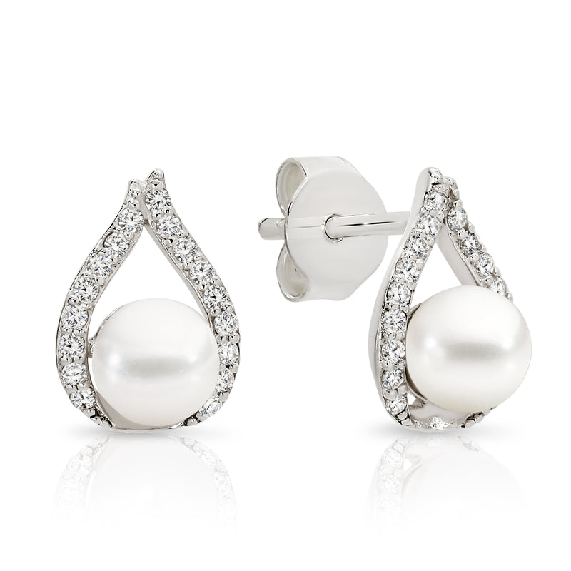 Silver pearl studs