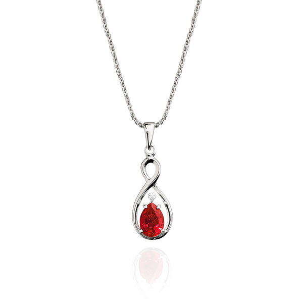 Silver cr ruby & diamond pendant