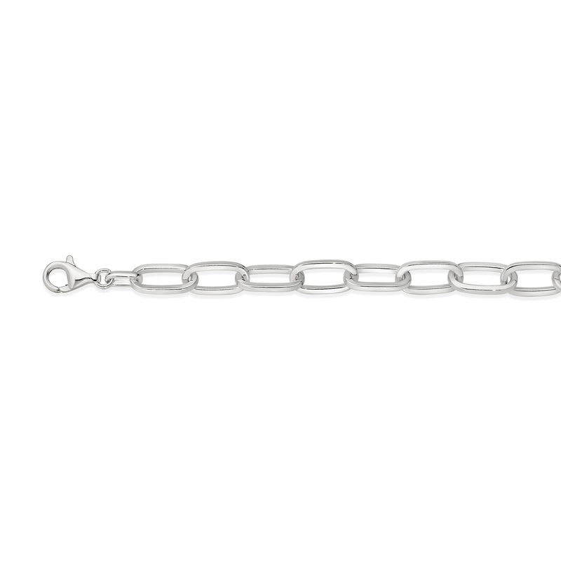 Sterling silver 9x18mm square tube paperclip bracelet 20cm