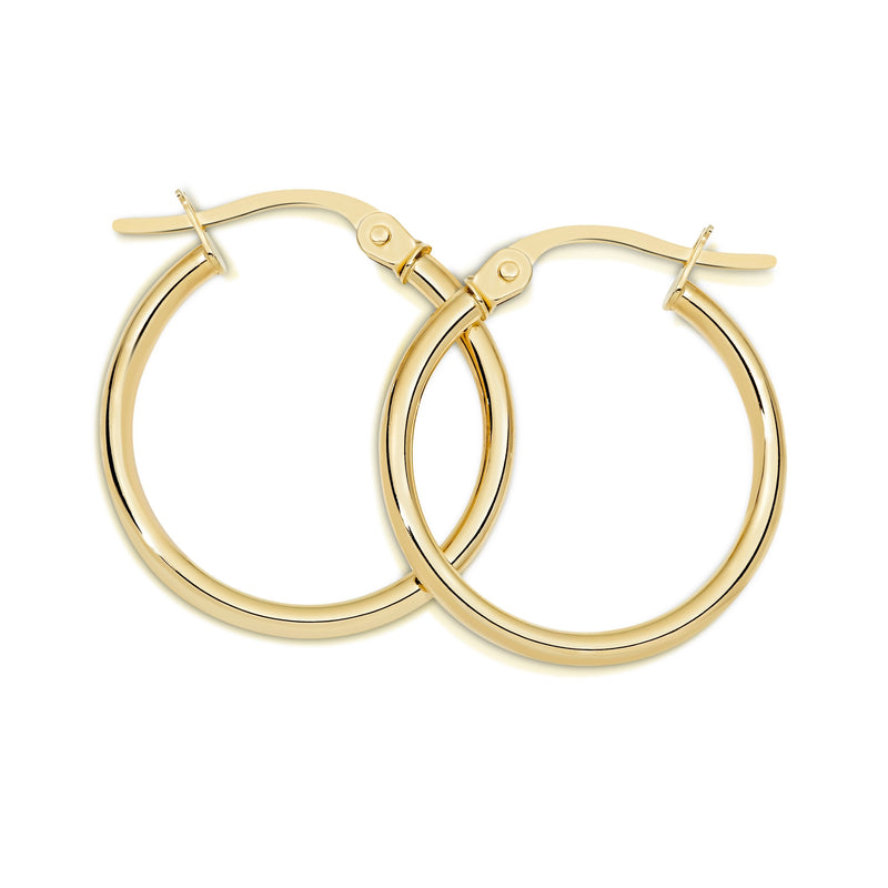 9ct gold polished hoops 15mm