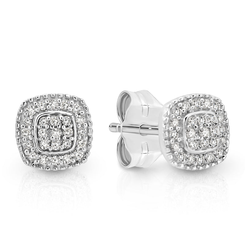 9ct white gold halo studs