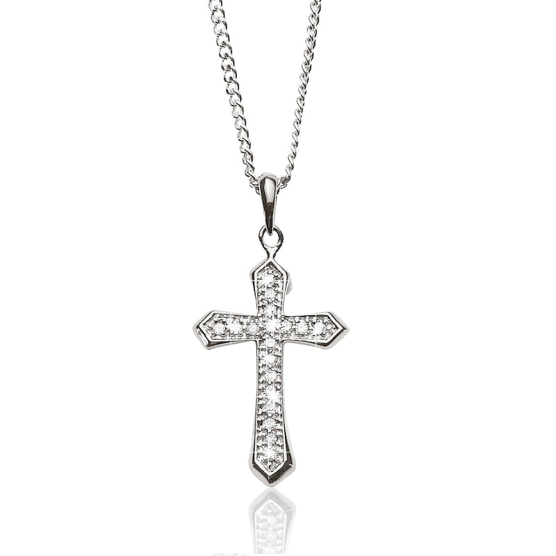 9ct white gold diamond cross pendant