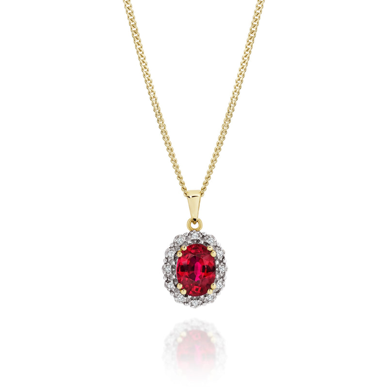 9ct gold ruby & diamond pendant