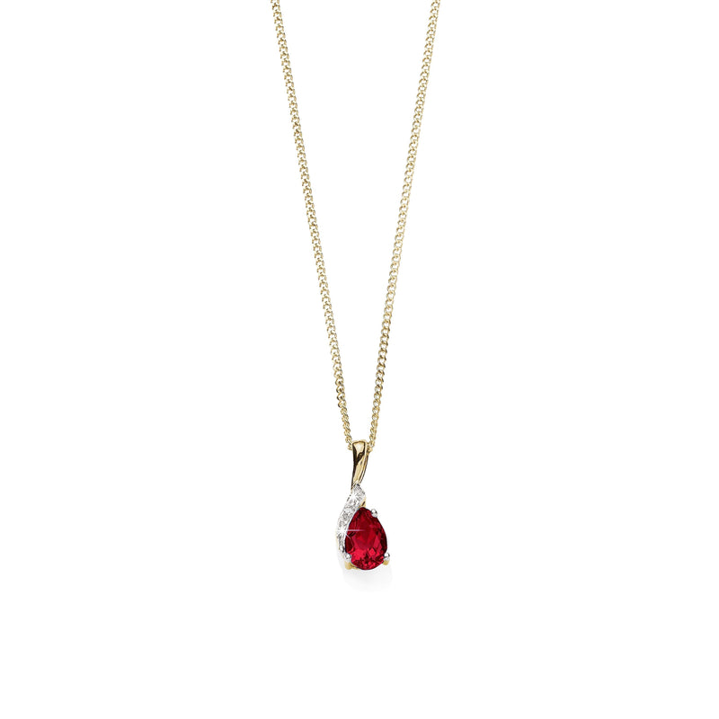 9ct gold ruby & diamond pendant