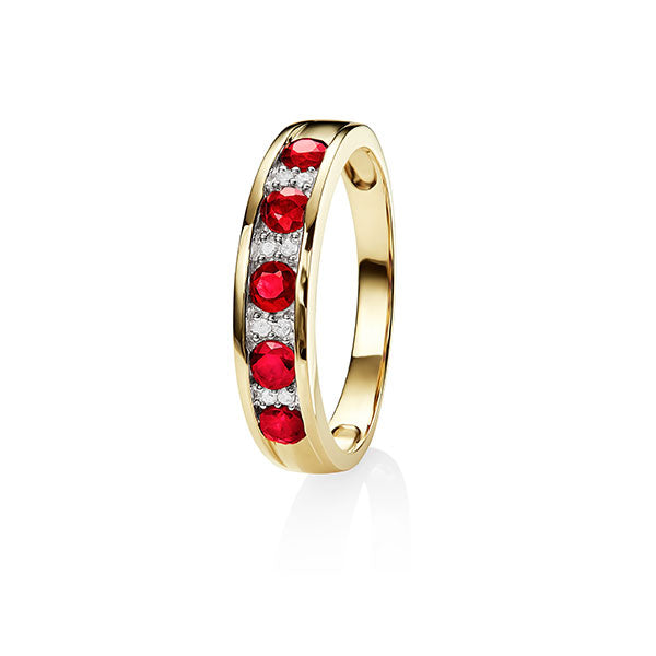 9ct gold ruby & diamond ring