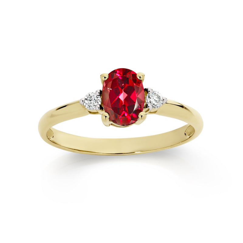 9ct gold ruby & diamond ring