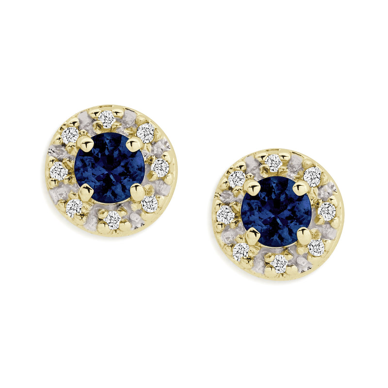 9ct Gold Sapphire & Diamond Studs