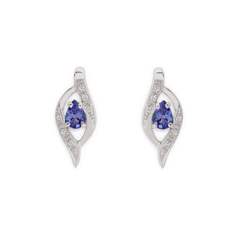 9ct White Gold Tanzanite & Diamond Studs