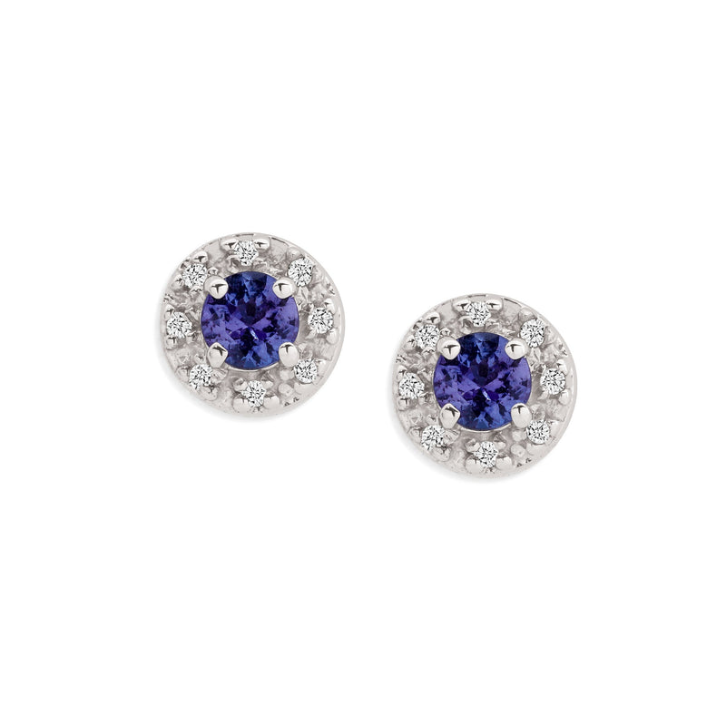 9ct white gold tanzanite & diamond studs