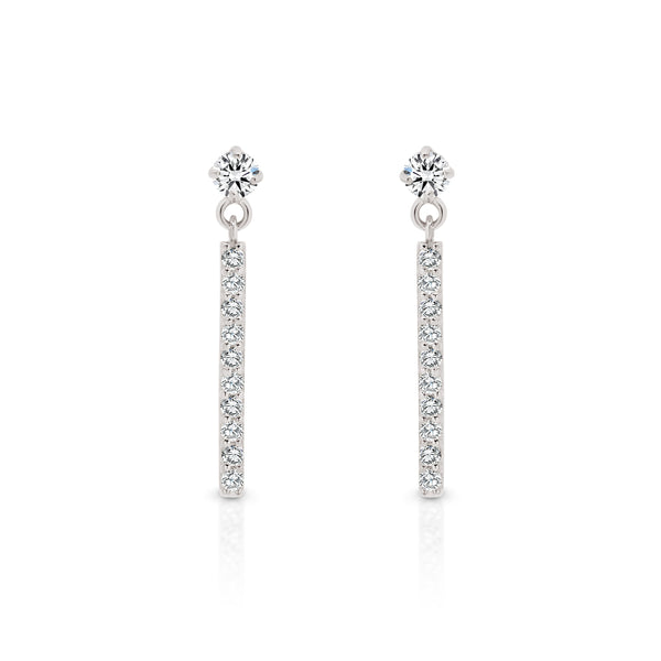 9ct White Gold Stone Set Drop Earrings