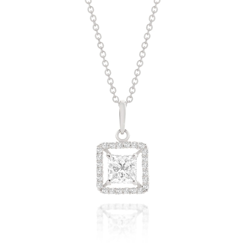 9ct White Gold Stone Set Pendant