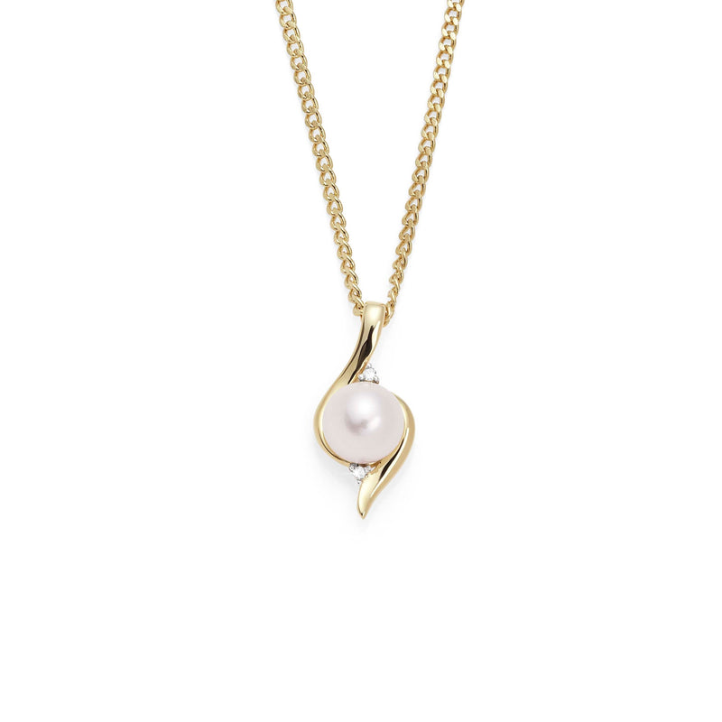 9ct Gold Pearl & Diamond Pendant