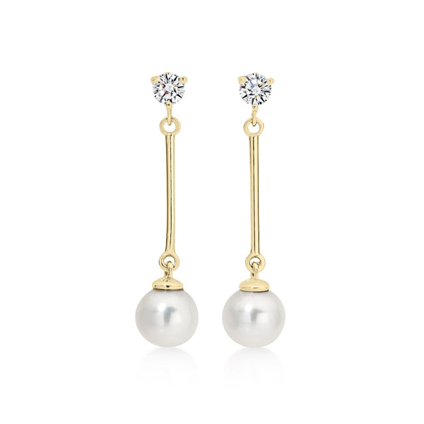 9ct Gold Pearl Drop Earrings