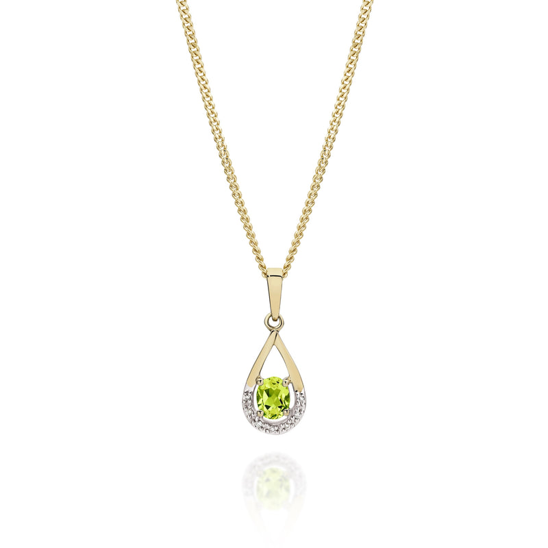 9ct Peridot & Diamond Pendant