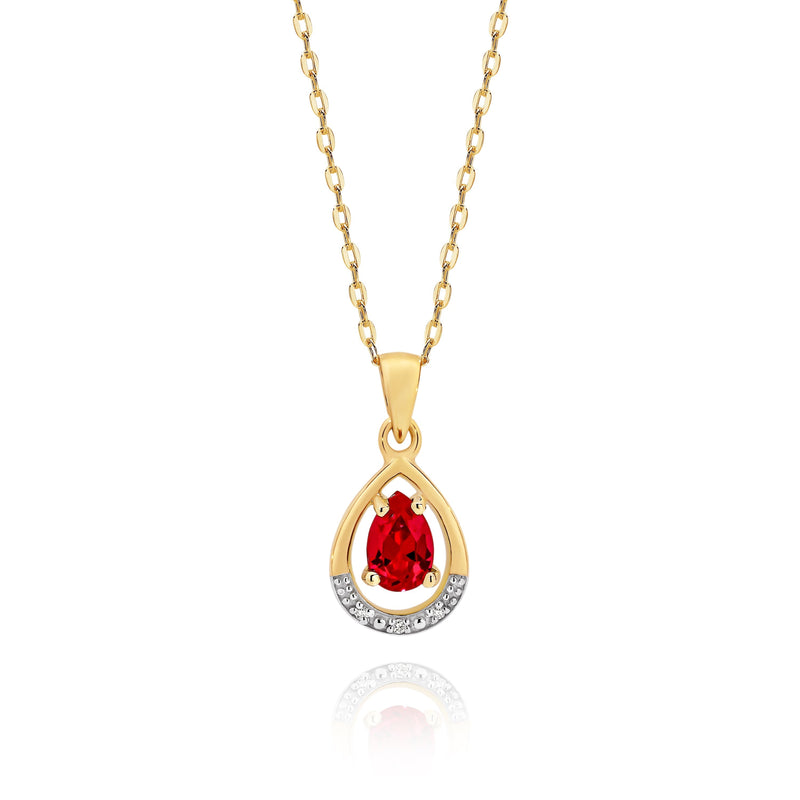 9ct gold created ruby & diamond pendant