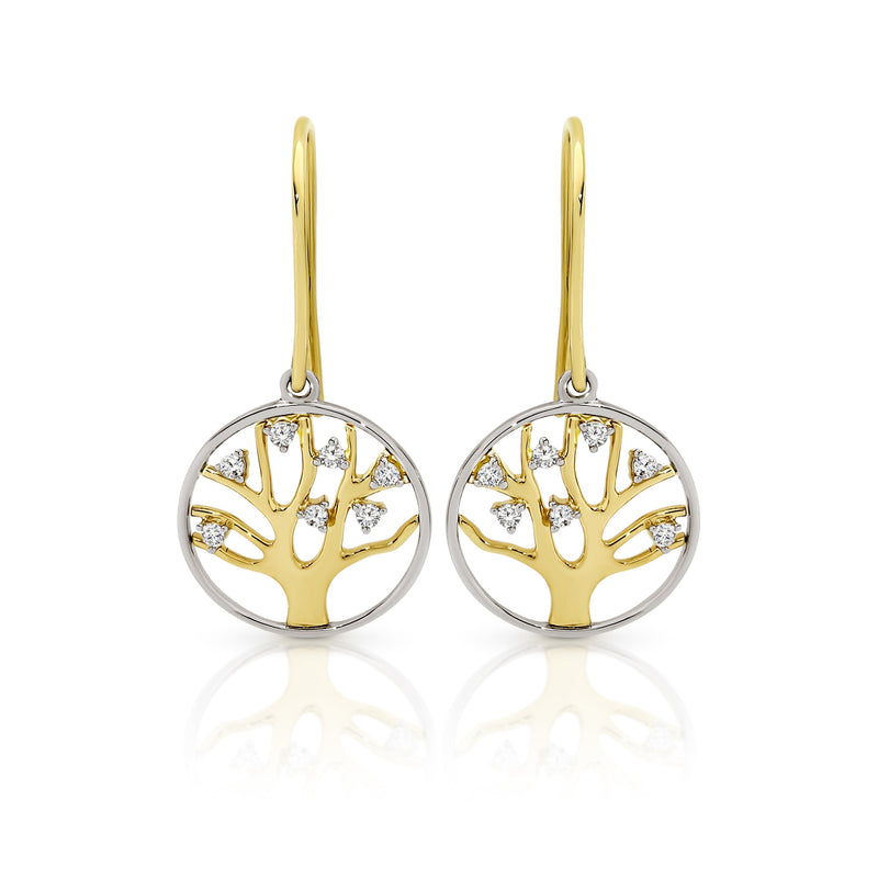 9ct 0.10ct diamond tree of life earrings