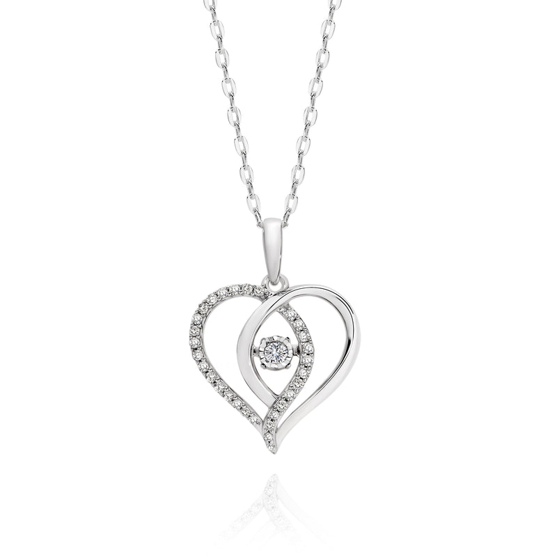 9ct white gold 0.15ct dancing diamond pendant