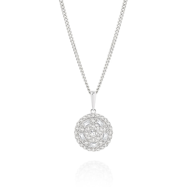 9ct white gold 0.50ct diamond cluster pendant