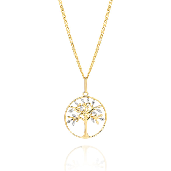 9ct 0.05ct diamond tree of life pendant