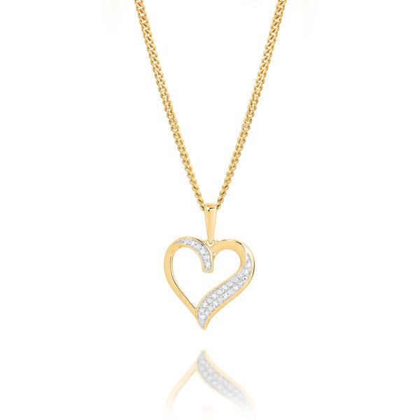 9ct 0.03ct diamond heart pendant