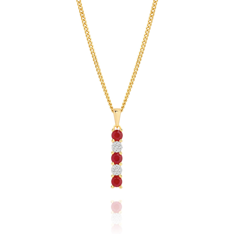 9ct ruby & diamond cluster pendant