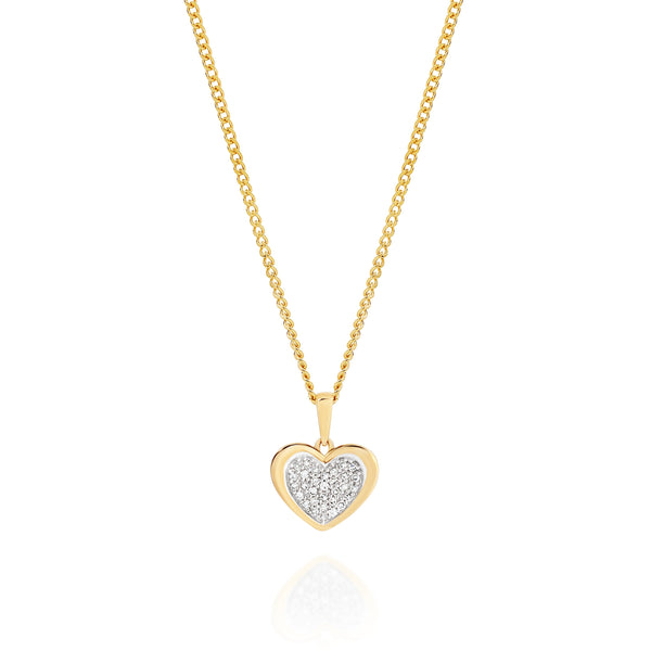 9ct 0.15ct pave heart pendant