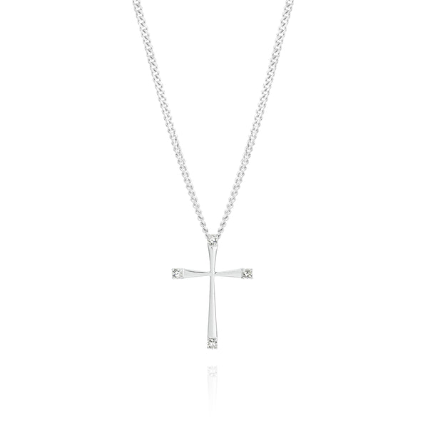 9ct white gold 0.05ct diamond cross pendant