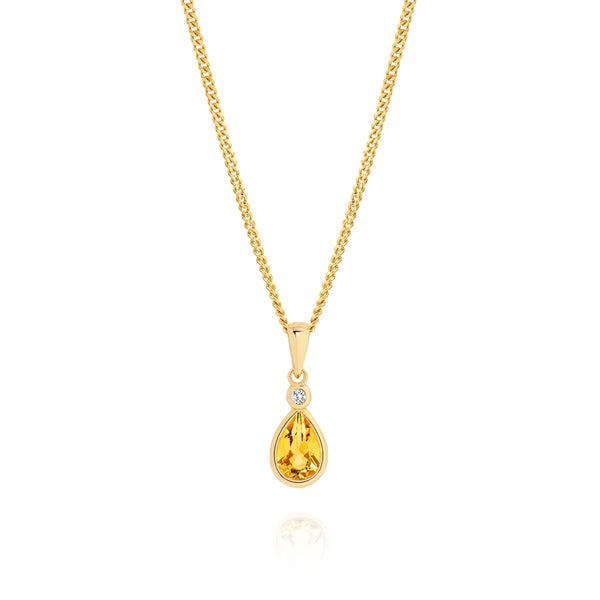 9ct citrine & cubic zirconia pendant