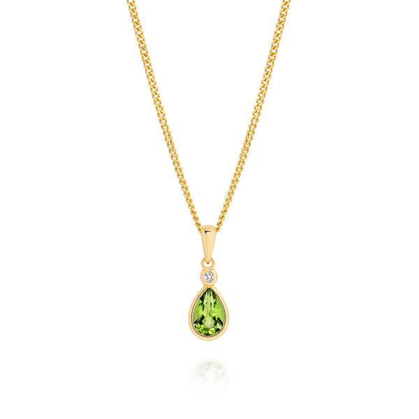 9ct peridot & cubic zirconia pendant