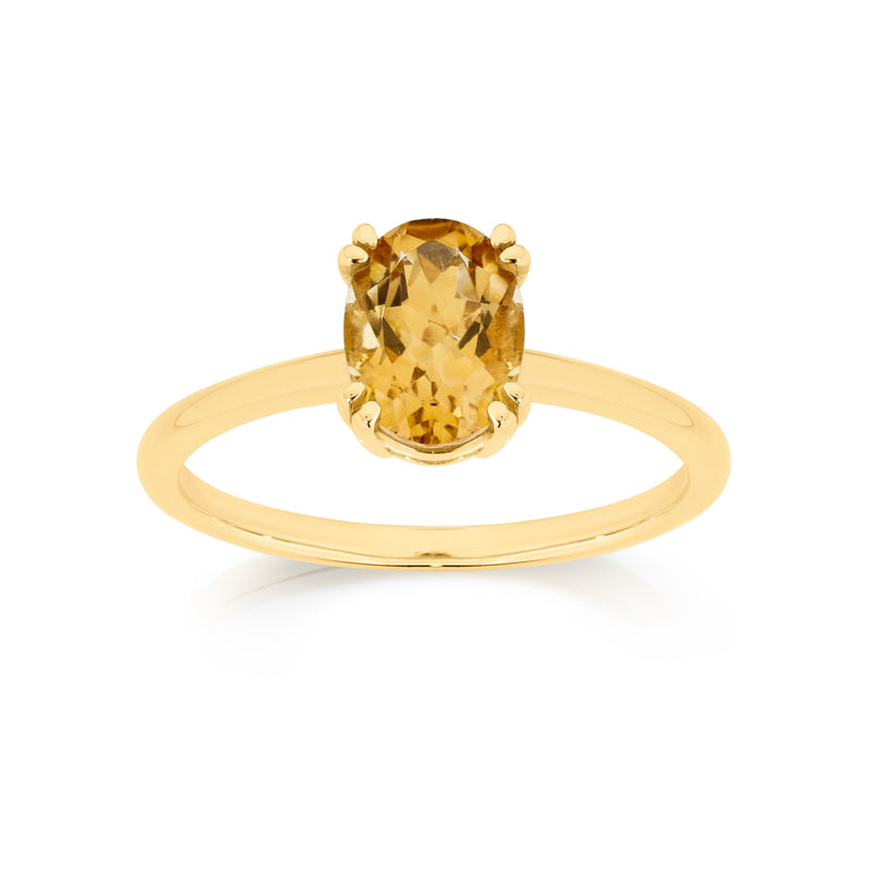 9ct 8x6mm oval citrine solitaire