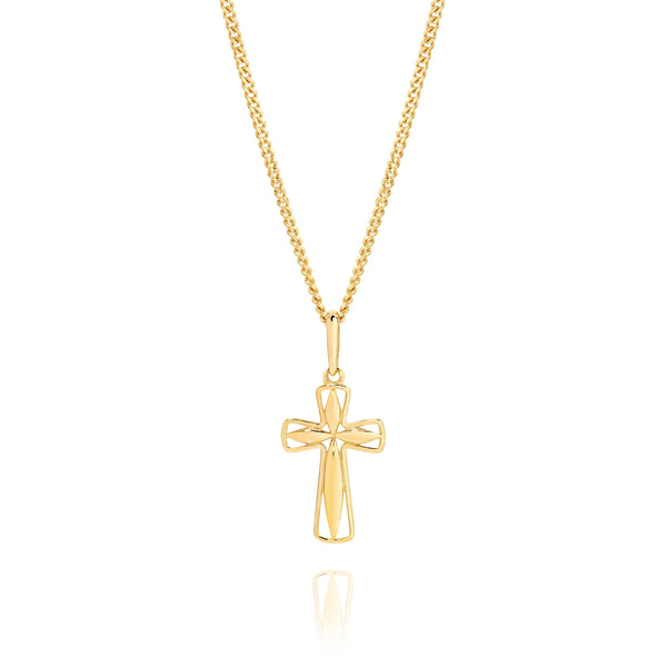 9ct cut out cross pendant