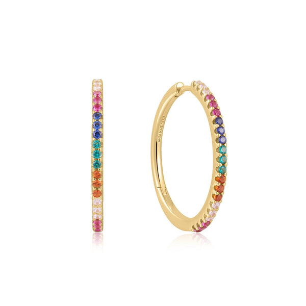 Ania Haie Gold Rainbow Pave Hoop Earrings