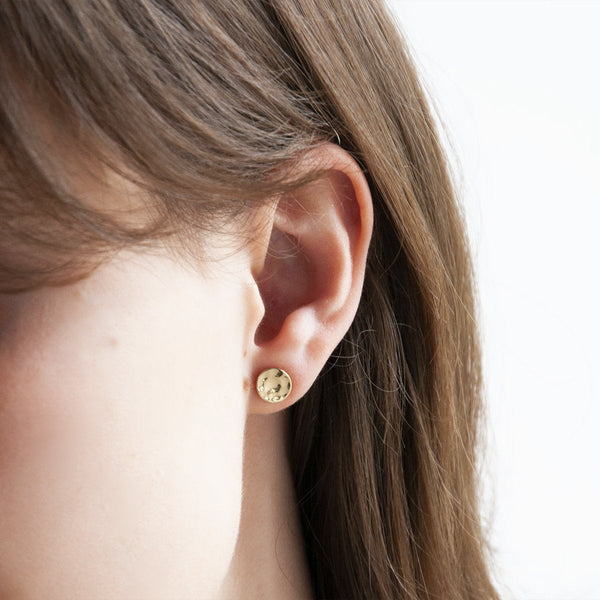 Najo Double Beat Yellow Gold Stud Earring