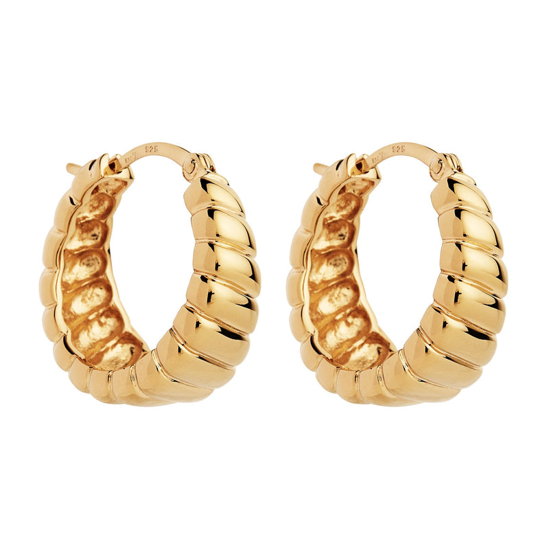 Thalassa Yellow Gold Tapered Hoop Earring